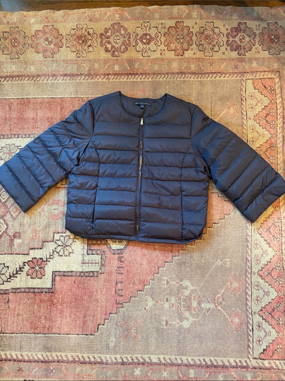 Brooks Brothers Navy Quilted Jacket with Gold Zip